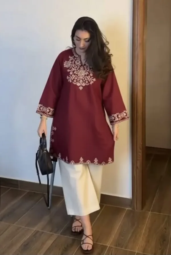Maroon_Cotton_Embroidered_Co-Ord_Set