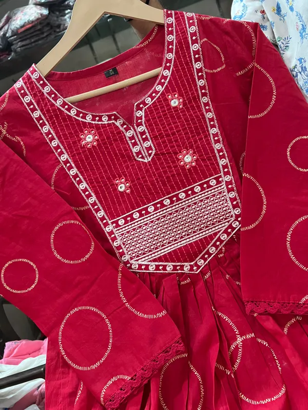 Red_Flared_Cotton_3-Piece_Suit_Set