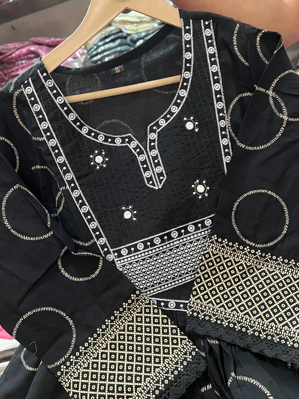 Black_Flared_Cotton_3-Piece_Suit_Set