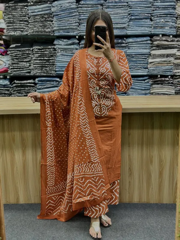 Rust_Orange_Premium_Cotton_3-Piece_Suit_Set