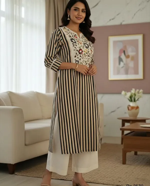 Black_Woven_Cotton_Kurti_&_Pant_Set