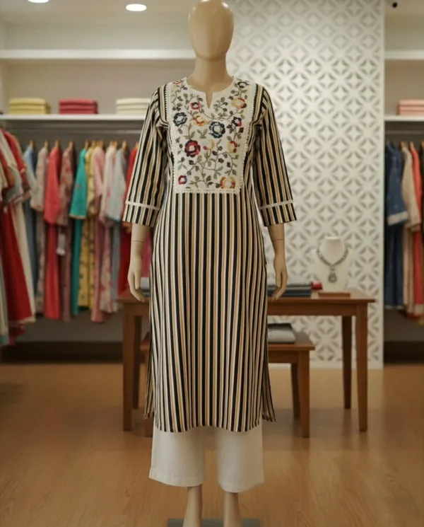 Black_Woven_Cotton_Kurti_&_Pant_Set