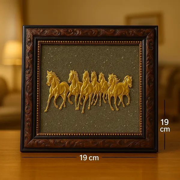 Golden_Victory_–_7_Horses_Raw_Pyrite_Vastu_Frame