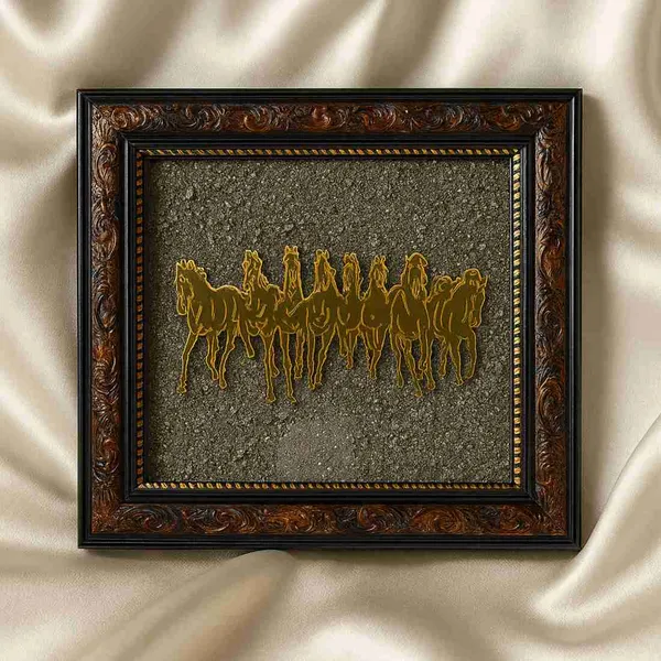 Golden_Victory_–_7_Horses_Raw_Pyrite_Vastu_Frame