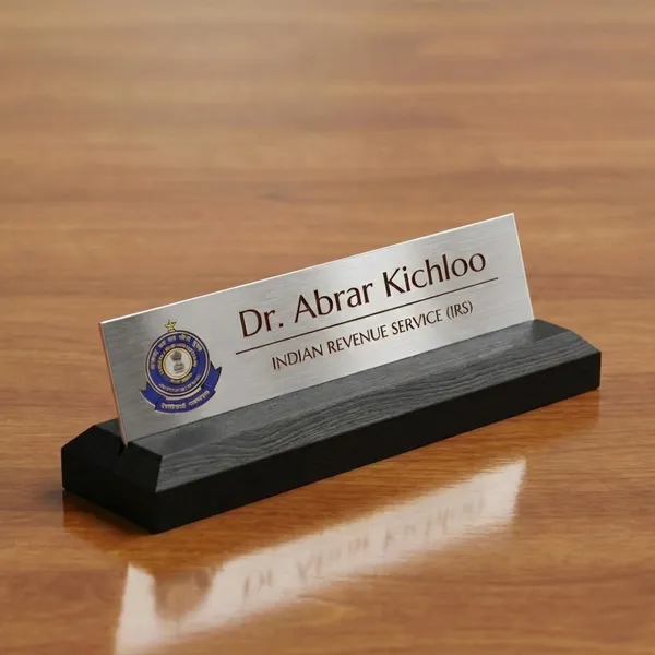 Executive_Custom_Brushed_Stainless_Steel_Nameplate_with_Solid_Wood_Base