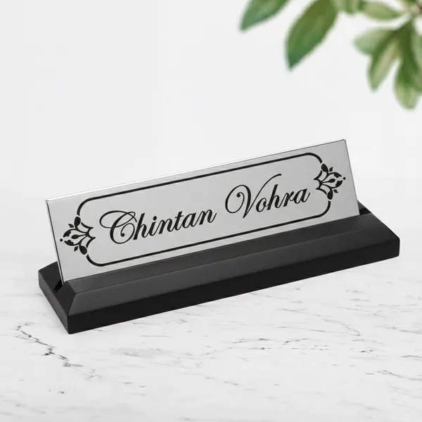 Executive_Custom_Brushed_Stainless_Steel_Nameplate_with_Solid_Wood_Base