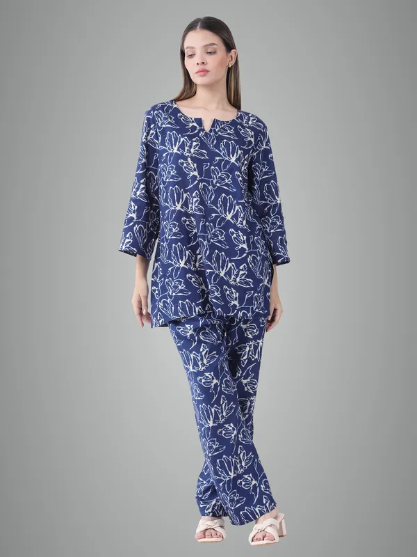 Blue_Cotton_Premium_&_Elegant_Stylish_Long_Sleeves_Co-Ord_Set_For_Women