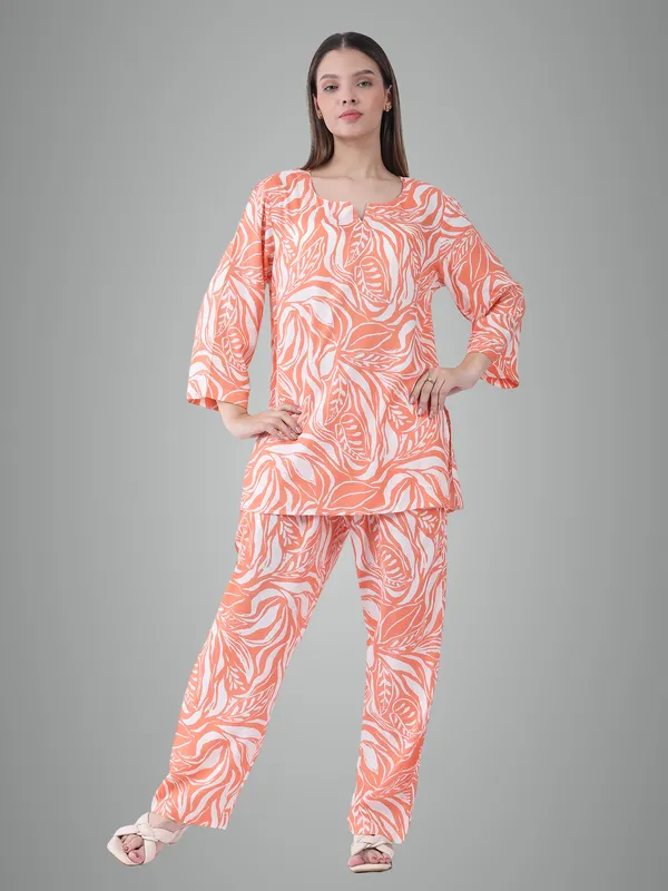 Orange_Cotton_Premium_&_Elegant_Stylish_Long_Sleeves_Co-Ord_Set_For_Women