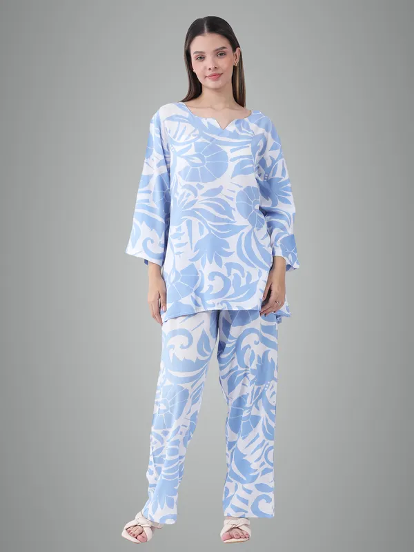 Sky_Blue_Cotton_Premium_&_Elegant_Stylish_Long_Sleeves_Co-Ord_Set_For_Women
