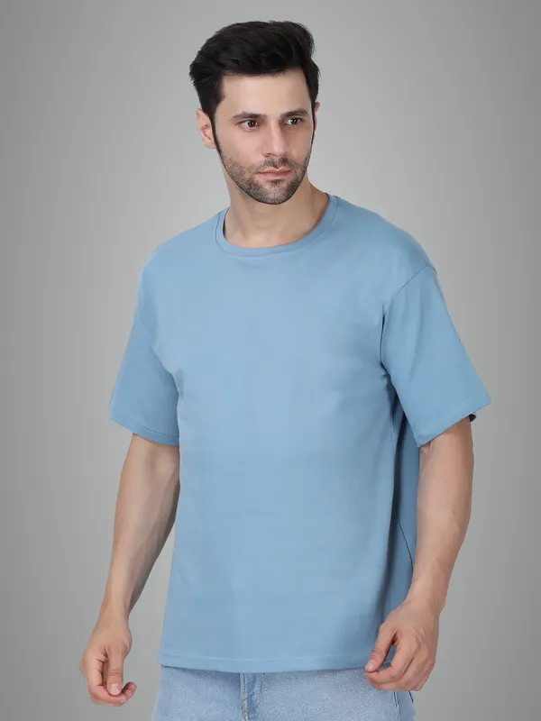 Sky_Blue_Cotton_Premium_&_Elegant_Oversized_T-Shirt_For_Men