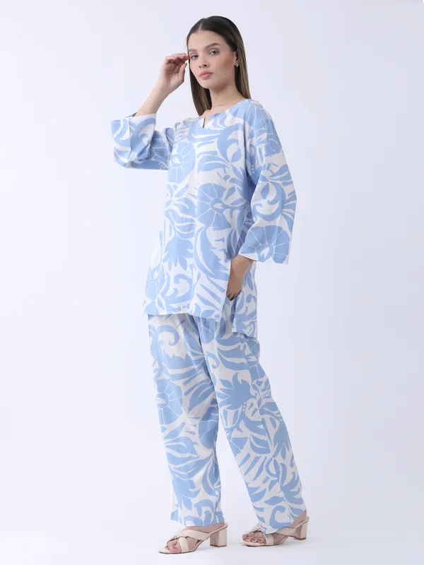 Sky_Blue_Cotton_Premium_&_Elegant_Stylish_Long_Sleeves_Co-Ord_Set_For_Women