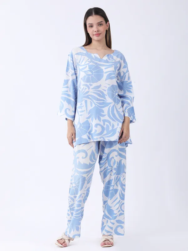 Sky_Blue_Cotton_Premium_&_Elegant_Stylish_Long_Sleeves_Co-Ord_Set_For_Women