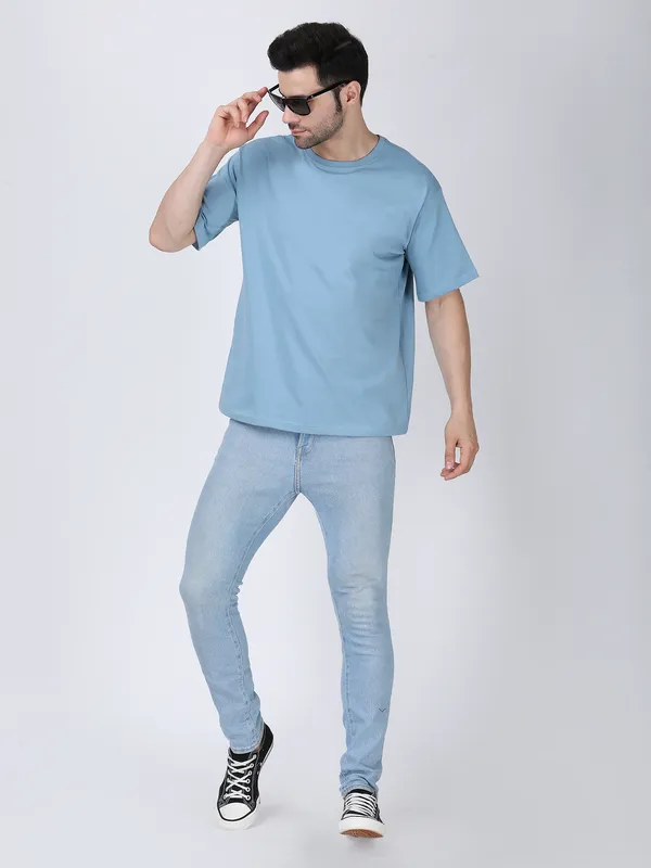 Sky_Blue_Cotton_Premium_&_Elegant_Oversized_T-Shirt_For_Men