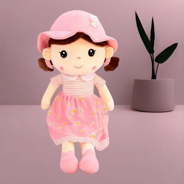 Pink_Quality_Fiber_Sunflower_Cap_Doll_Soft_Doll_For_Girls