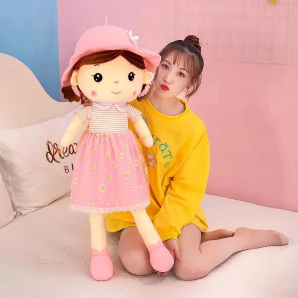 Pink_Quality_Fiber_Sunflower_Cap_Doll_Soft_Doll_For_Girls