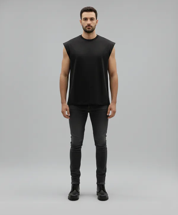 Black_Cotton_Terry_Lightweight_Daily_Vest_For_Men