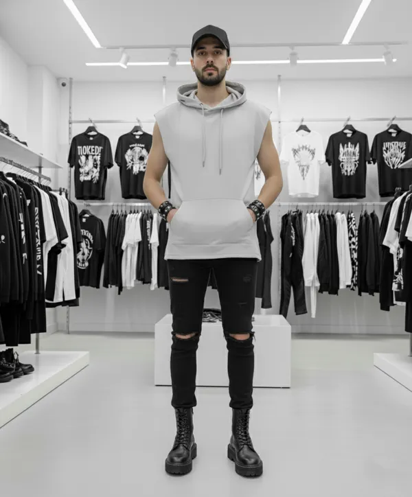 Grey_Cotton_Terry_Sporty_Summer_Hoodie_For_Men