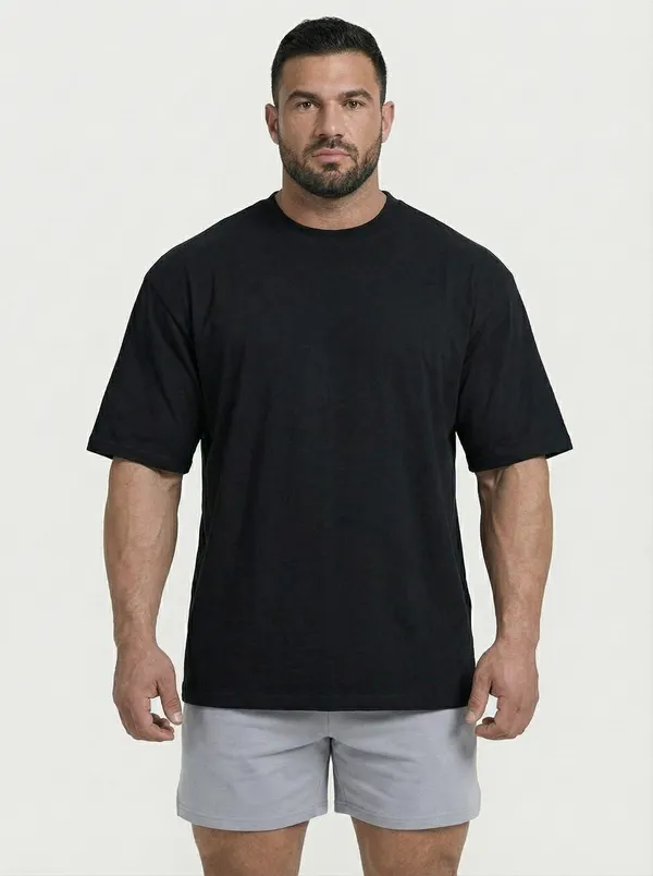 KIZAAR_Oversized_Black_Graphic_T-Shirt_–_100%_Cotton_Relaxed_Fit_Streetwear_Tee