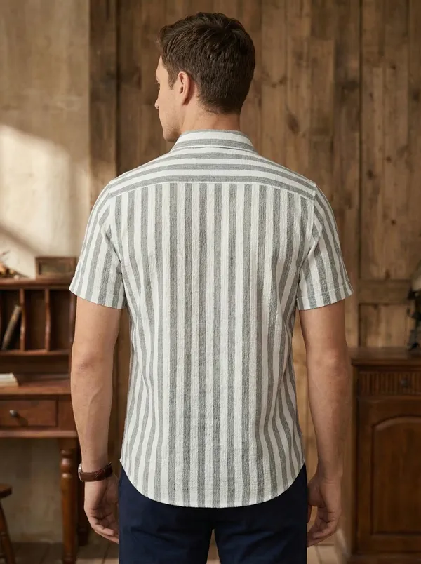 Men’s_Textured_Vertical_Stripe_Shirt_–_Premium_Cotton_Blend,_Relaxed_Fit,_Casual_Summer_Half_Sleeve_Shirt_(Beige_&_Grey)