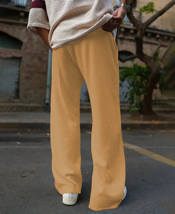 Skin_Waffle_Knitted_Fabric_Baggy_Track_Pants_For_Men
