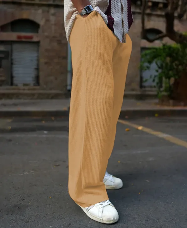 Skin_Waffle_Knitted_Fabric_Baggy_Track_Pants_For_Men