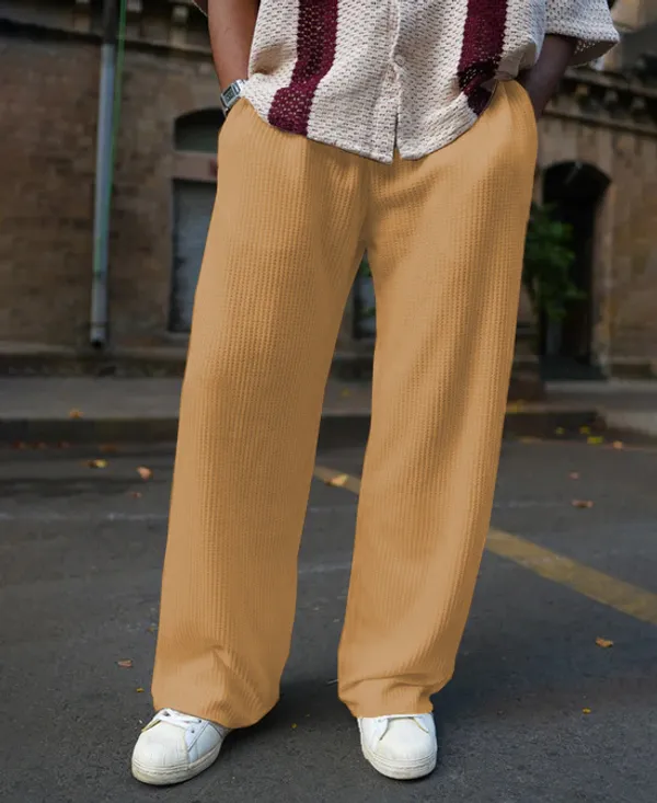 Skin_Waffle_Knitted_Fabric_Baggy_Track_Pants_For_Men