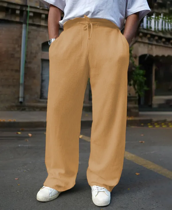 Skin_Waffle_Knitted_Fabric_Baggy_Track_Pants_For_Men