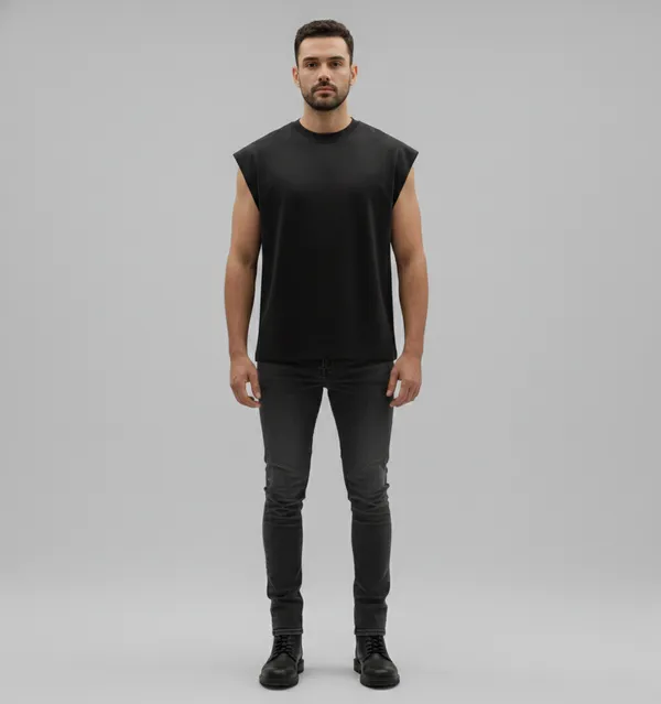 Black_Cotton_Terry_Daily_Essential_Vest_For_Men