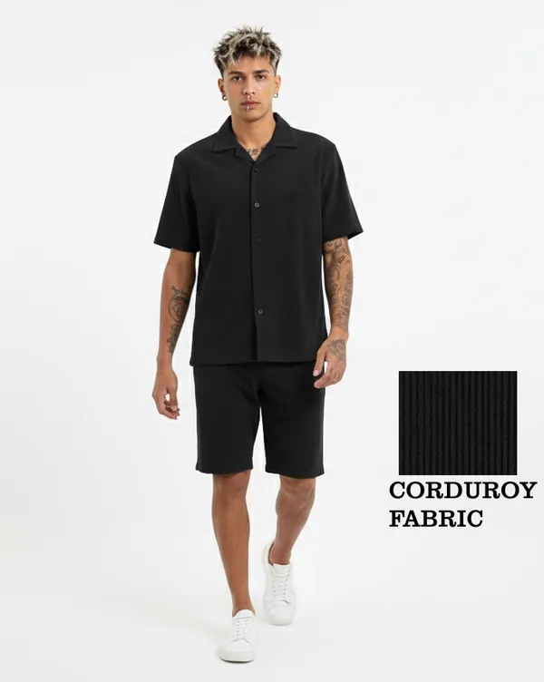 Black_Corduroy_Fabric_Casual_Daily_Co-ord_set__For_Men