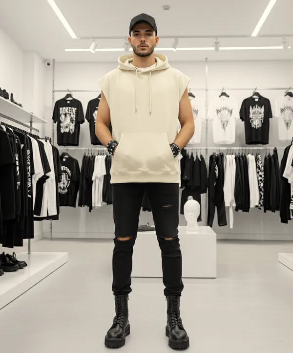 Cream_Cotton_Terry_Relaxed_Urban_Hoodie_For_Men