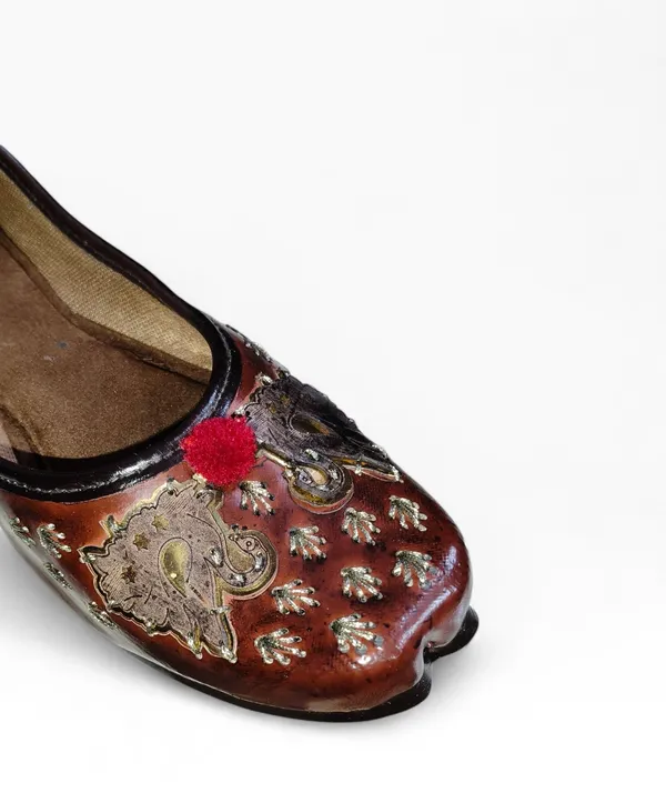 Brown_Premium_Synthetic_Leather_Embroidered_Bellies_For_Women_And_Girls