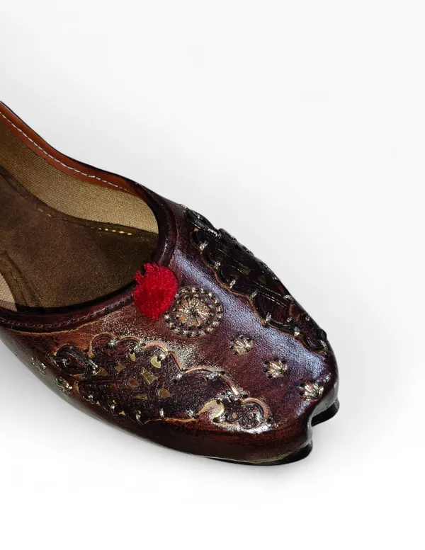 Brown_Premium_Synthetic_Leather_Embroidered_Bellies_For_Women_And_Girls