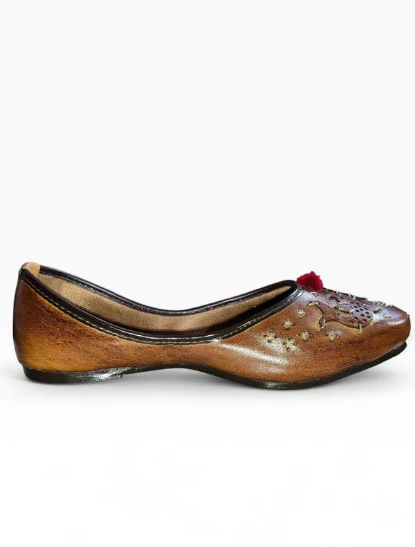 Brown_Premium_Synthetic_Leather_Embroidered_Bellies_For_Women_And_Girls