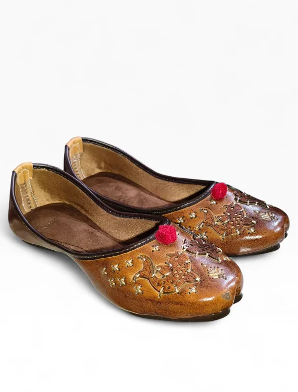 Brown_Premium_Synthetic_Leather_Embroidered_Bellies_For_Women_And_Girls