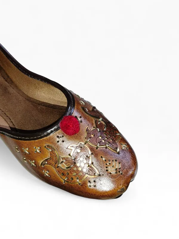 Brown_Premium_Synthetic_Leather_Embroidered_Bellies_For_Women_And_Girls