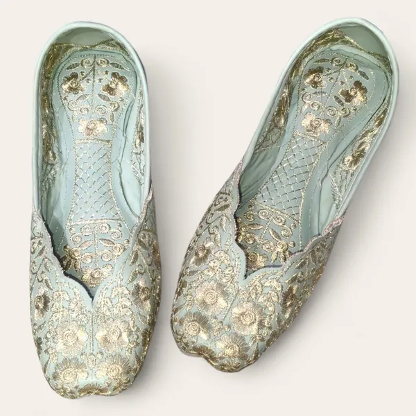 Sea_Blue_Premium_Pu_Embroidered_Bellies_For_Women_And_Girls