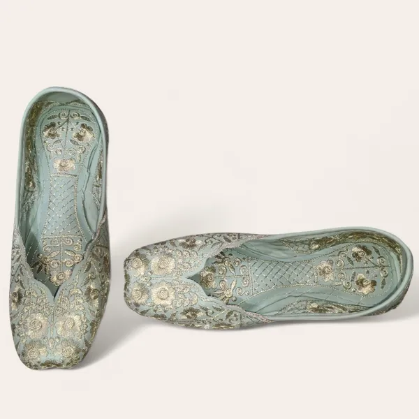 Sea_Blue_Premium_Pu_Embroidered_Bellies_For_Women_And_Girls