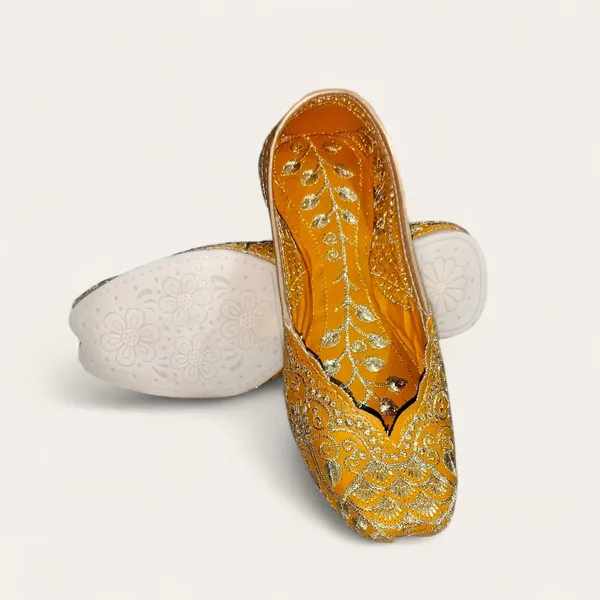 Yellow_Premium_Pu_Embroidered_Bellies_For_Women_And_Girls
