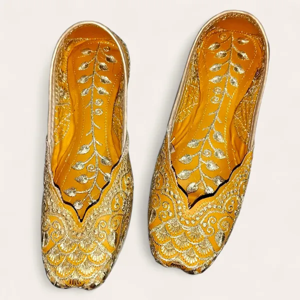 Yellow_Premium_Pu_Embroidered_Bellies_For_Women_And_Girls