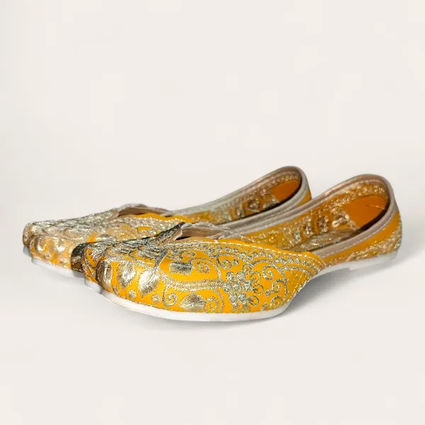 Yellow_Premium_Pu_Embroidered_Bellies_For_Women_And_Girls