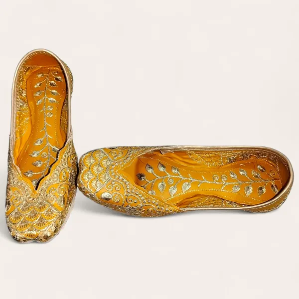 Yellow_Premium_Pu_Embroidered_Bellies_For_Women_And_Girls