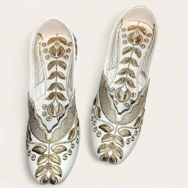 White_Premium_Pu_Embroidered_Bellies_For_Women_And_Girls