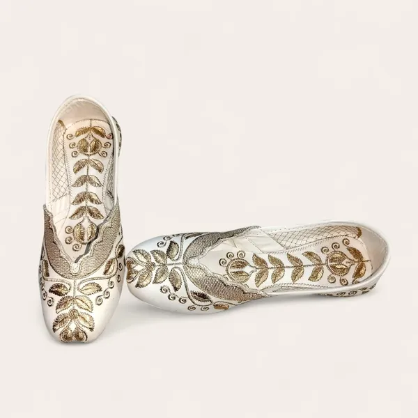 White_Premium_Pu_Embroidered_Bellies_For_Women_And_Girls