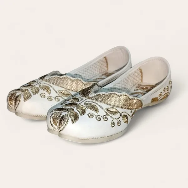 White_Premium_Pu_Embroidered_Bellies_For_Women_And_Girls