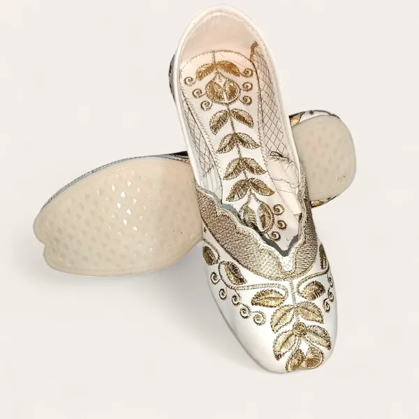 White_Premium_Pu_Embroidered_Bellies_For_Women_And_Girls