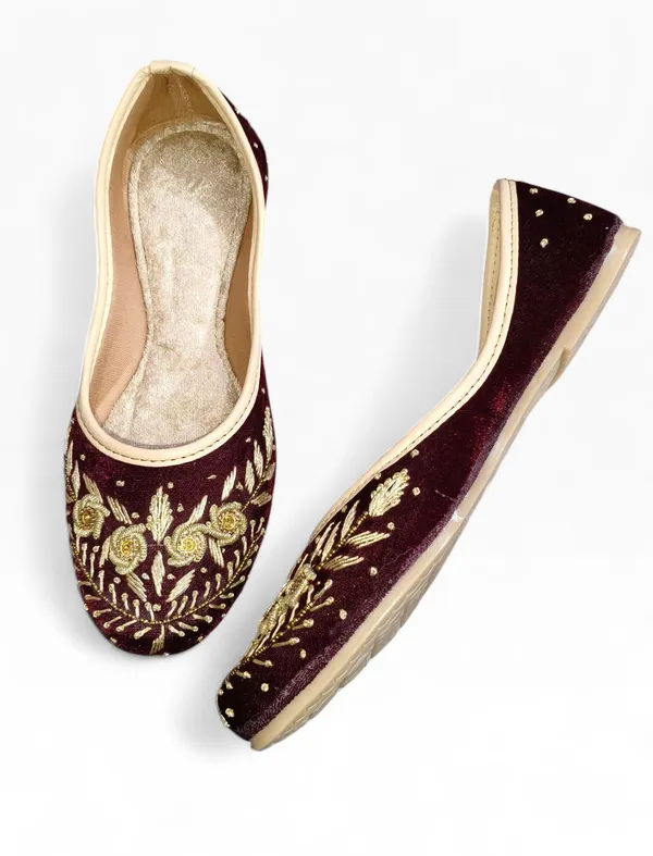 Maroon_Premium_Pvc_Embroidered_Bellies_For_Women_And_Girls