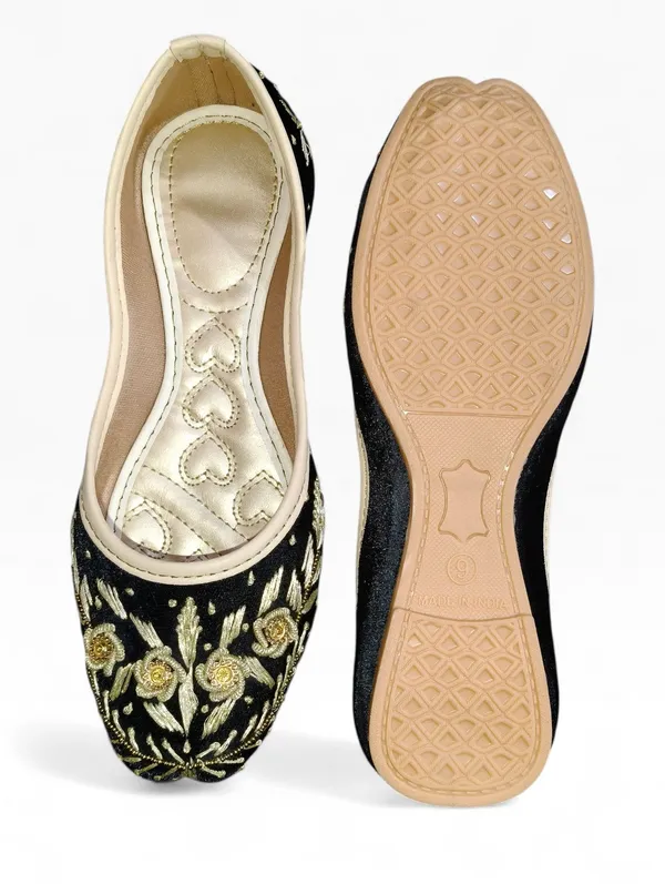 Black_Premium_Pvc_Embroidered_Bellies_For_Women_And_Girls