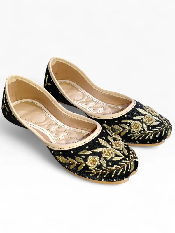Black_Premium_Pvc_Embroidered_Bellies_For_Women_And_Girls