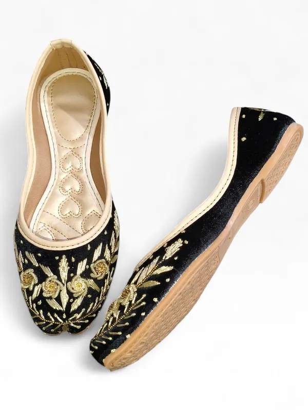 Black_Premium_Pvc_Embroidered_Bellies_For_Women_And_Girls