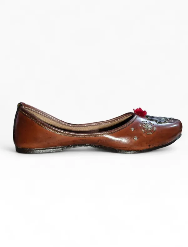 Brown_Premium_Synthetic_Leather_Embroidered_Bellies_For_Women_And_Girls